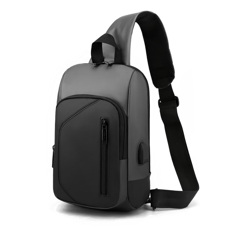 Men's bag Single shoulder crossbody bag Multi-functional sports slant chest backpack USB charging port anti-theft chest bag