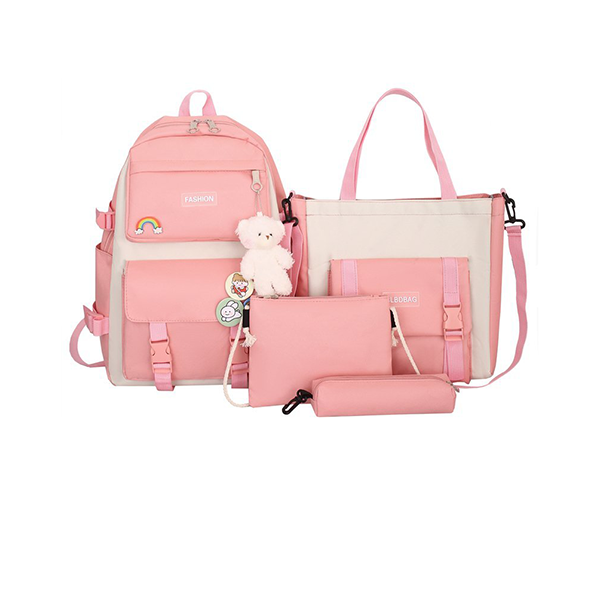 MARKSMAN Hot selling custom fashion pink travel school bag women girls student cat 4 pcs backpack set